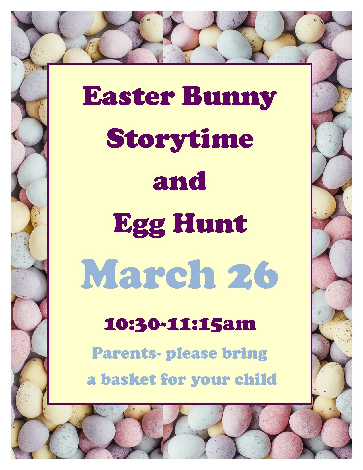 Easter Bunny Storytime and Egg Hunt