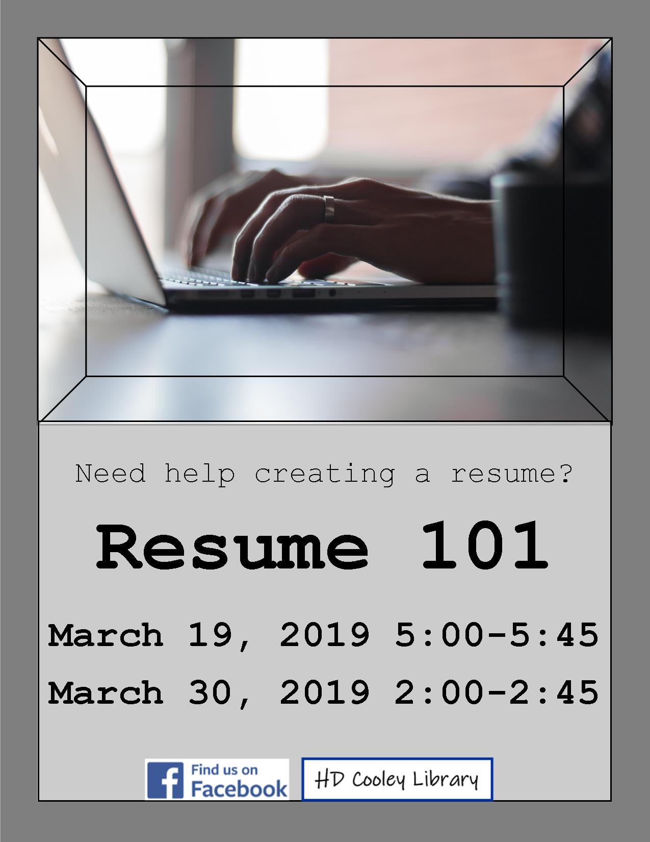 Class dates and times for Resume 101