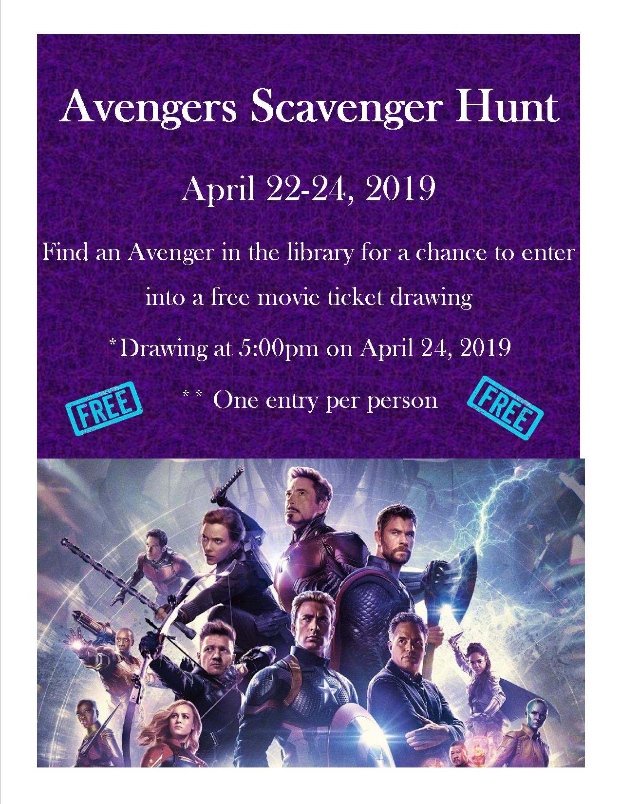 Avengers Scavenger Hunt time and date