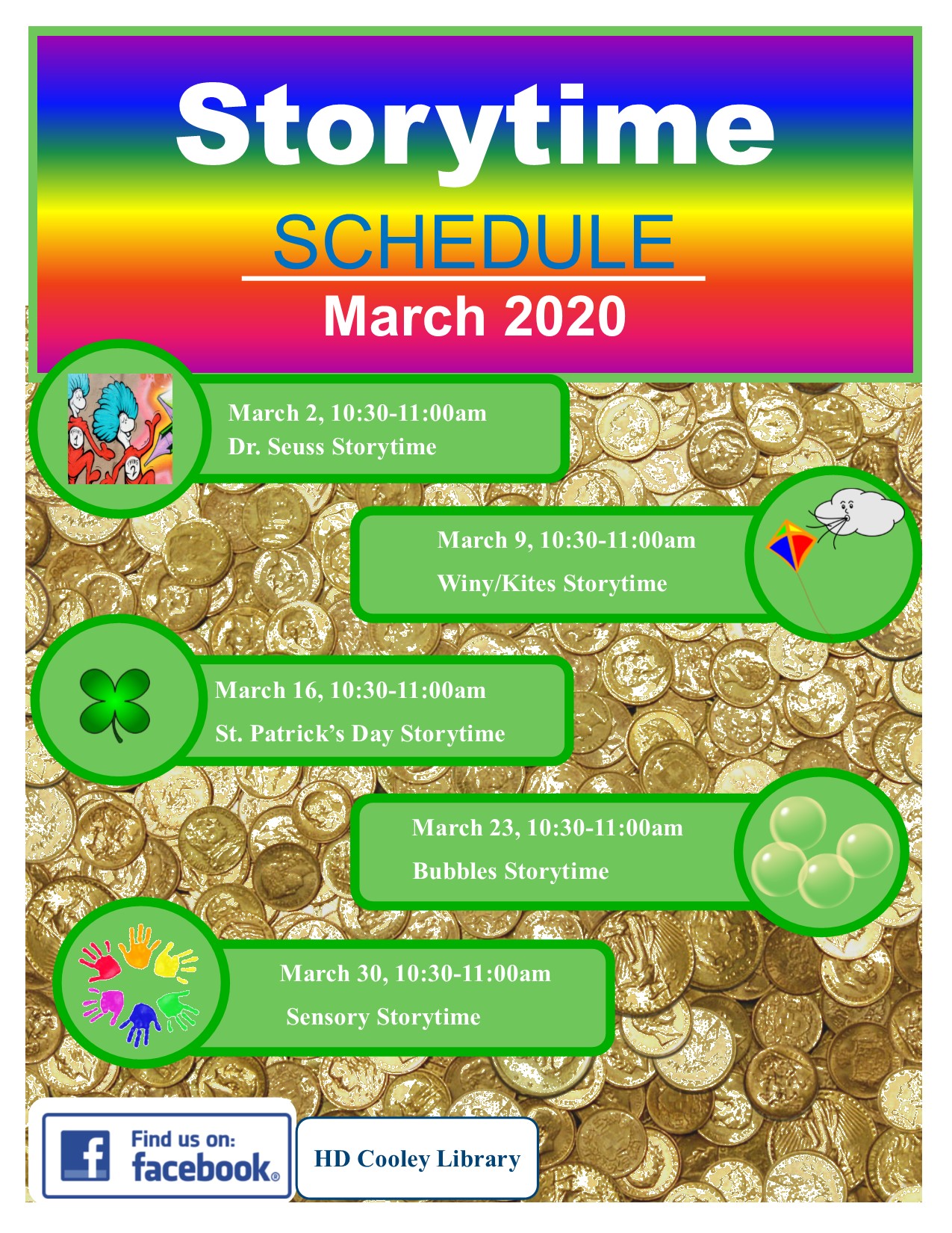 March Storytimes Dates and Times