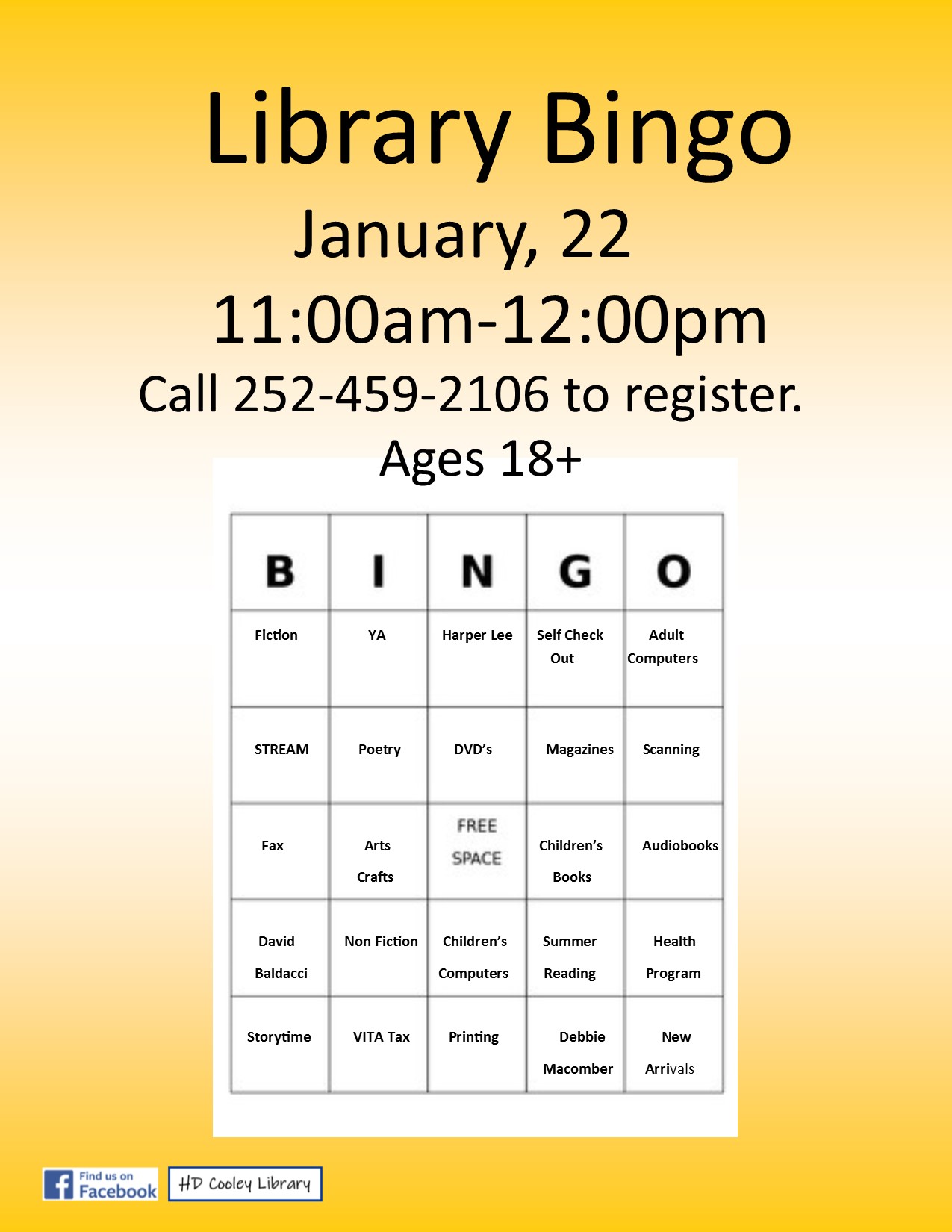 Library Bingo Date and Time