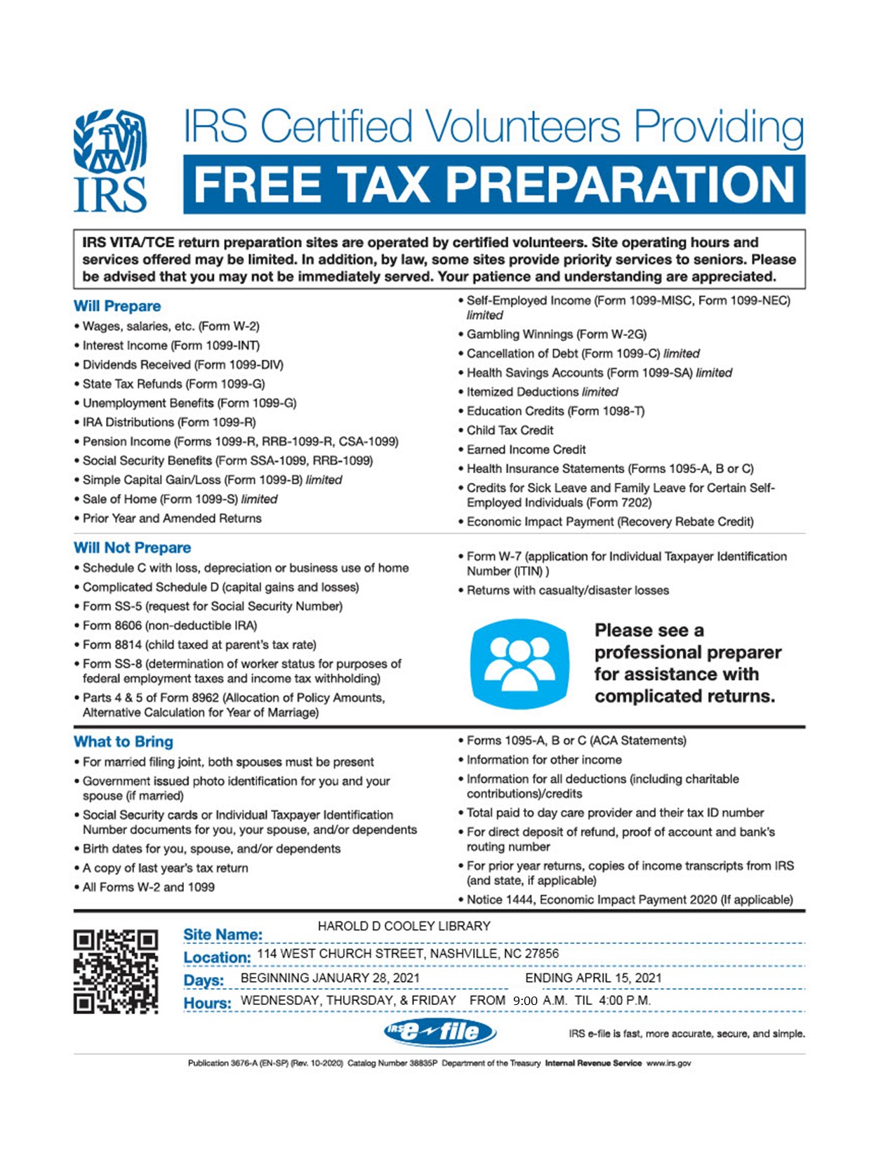 VITA Tax Prep Date and Time