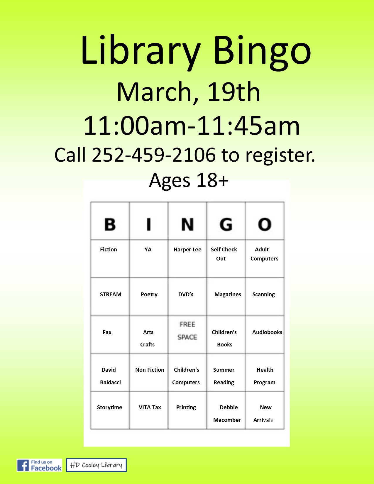 Library Bingo Date and Time