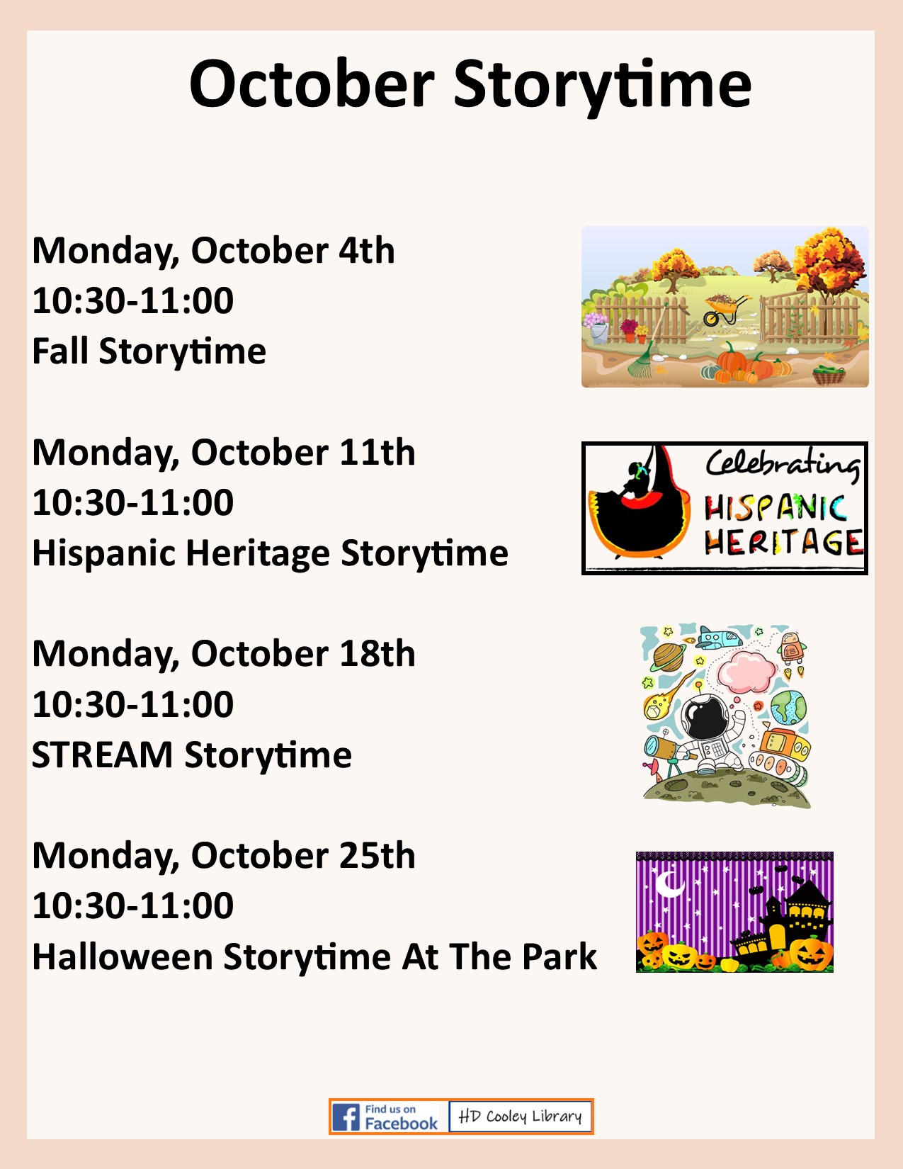 October Storytime Date and Time