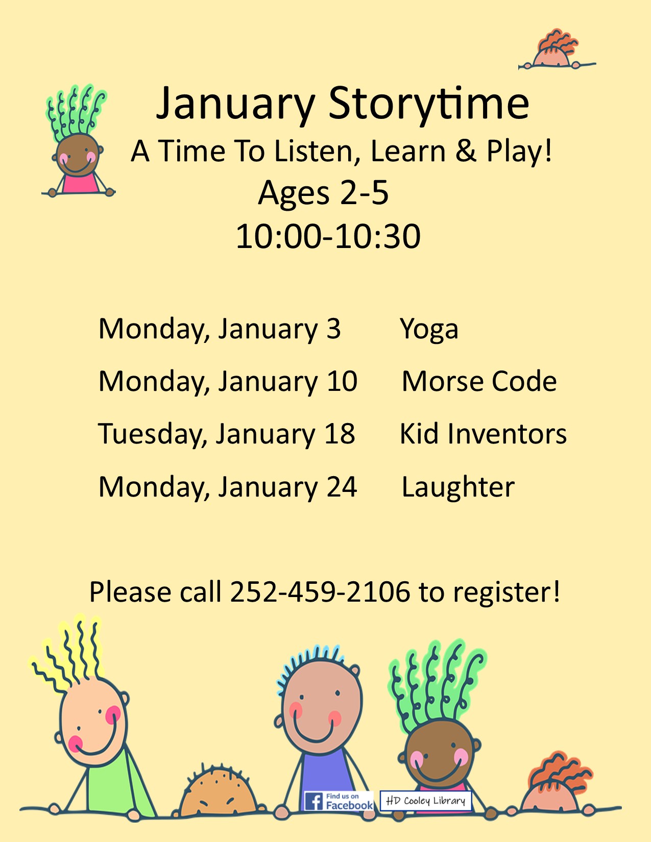 Storytime January 2022 Dates and Time