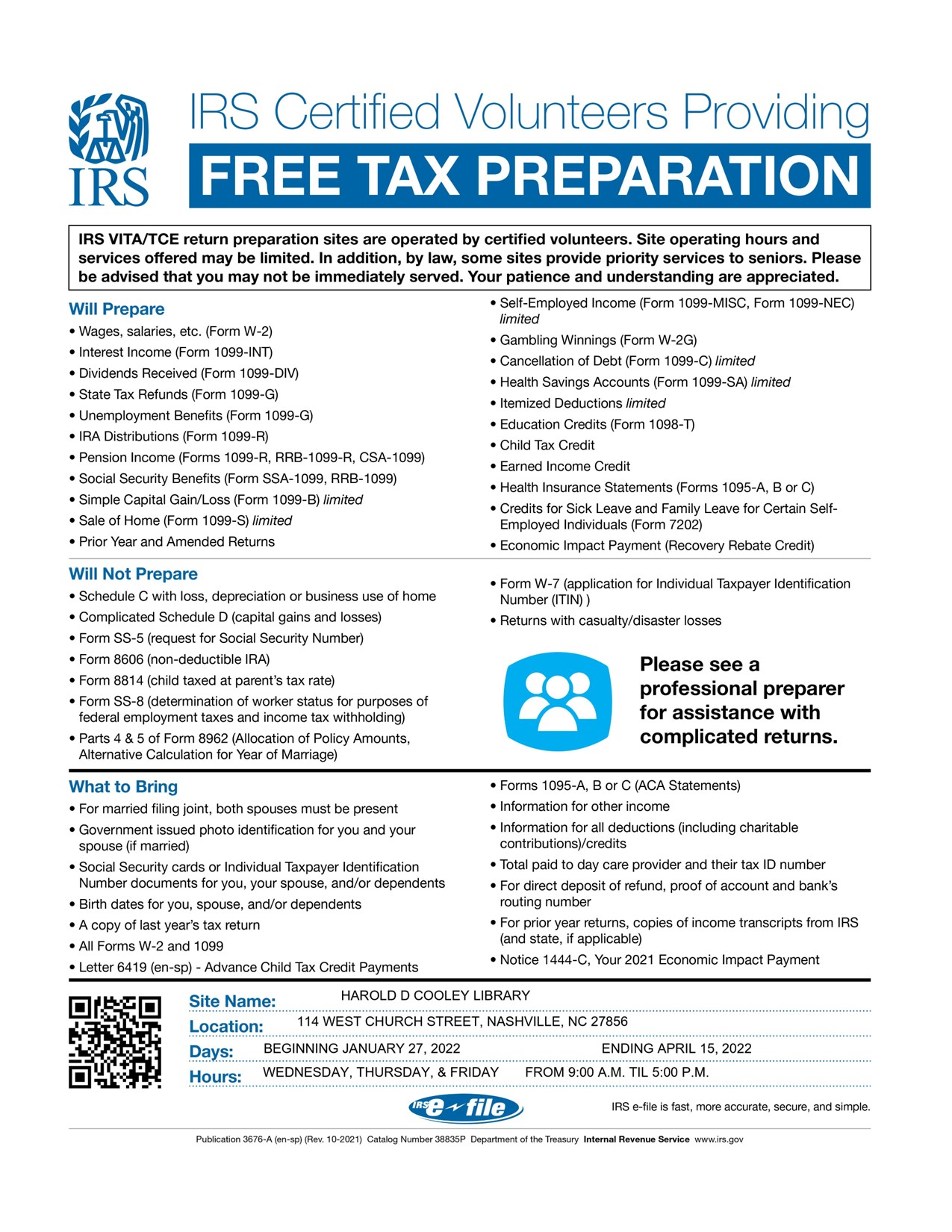 Vita Tax Prep Date and Time