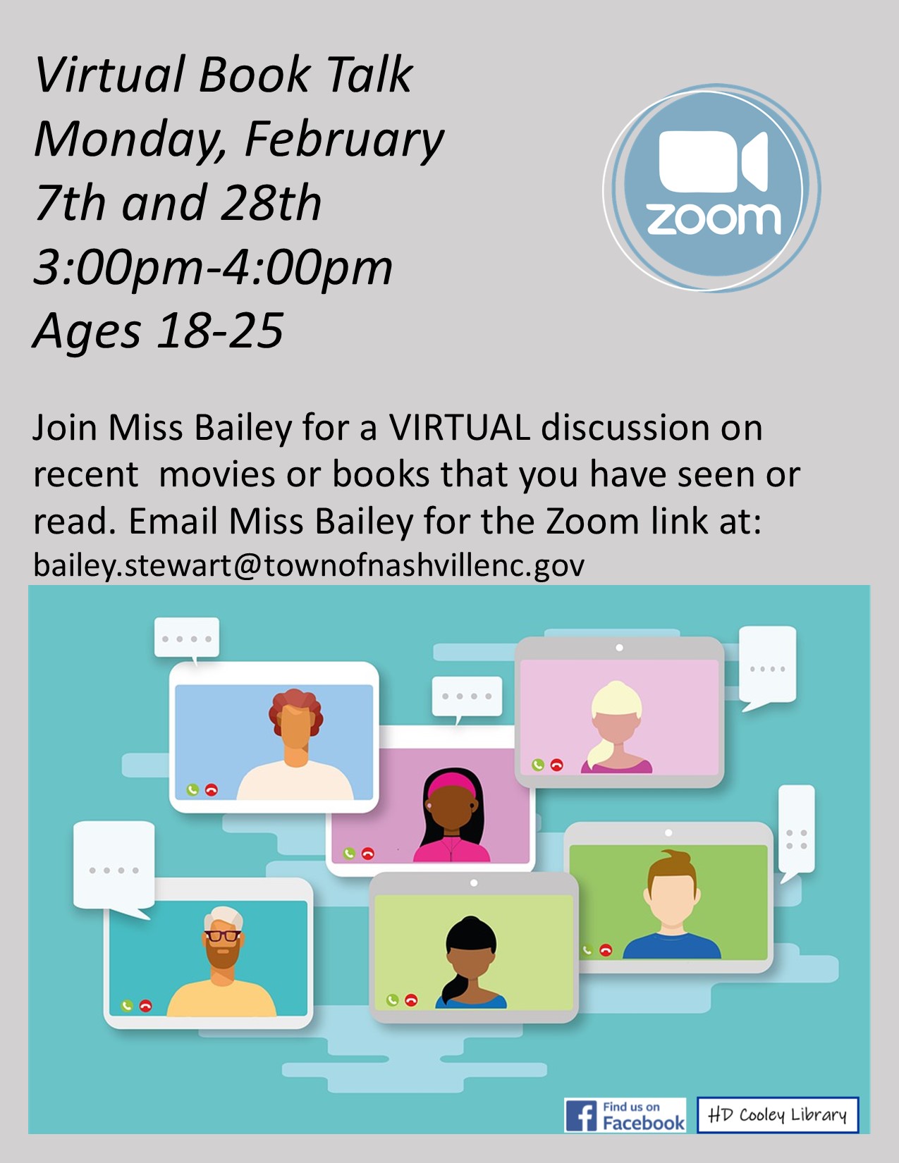 Virtual Book Talk Date and Times