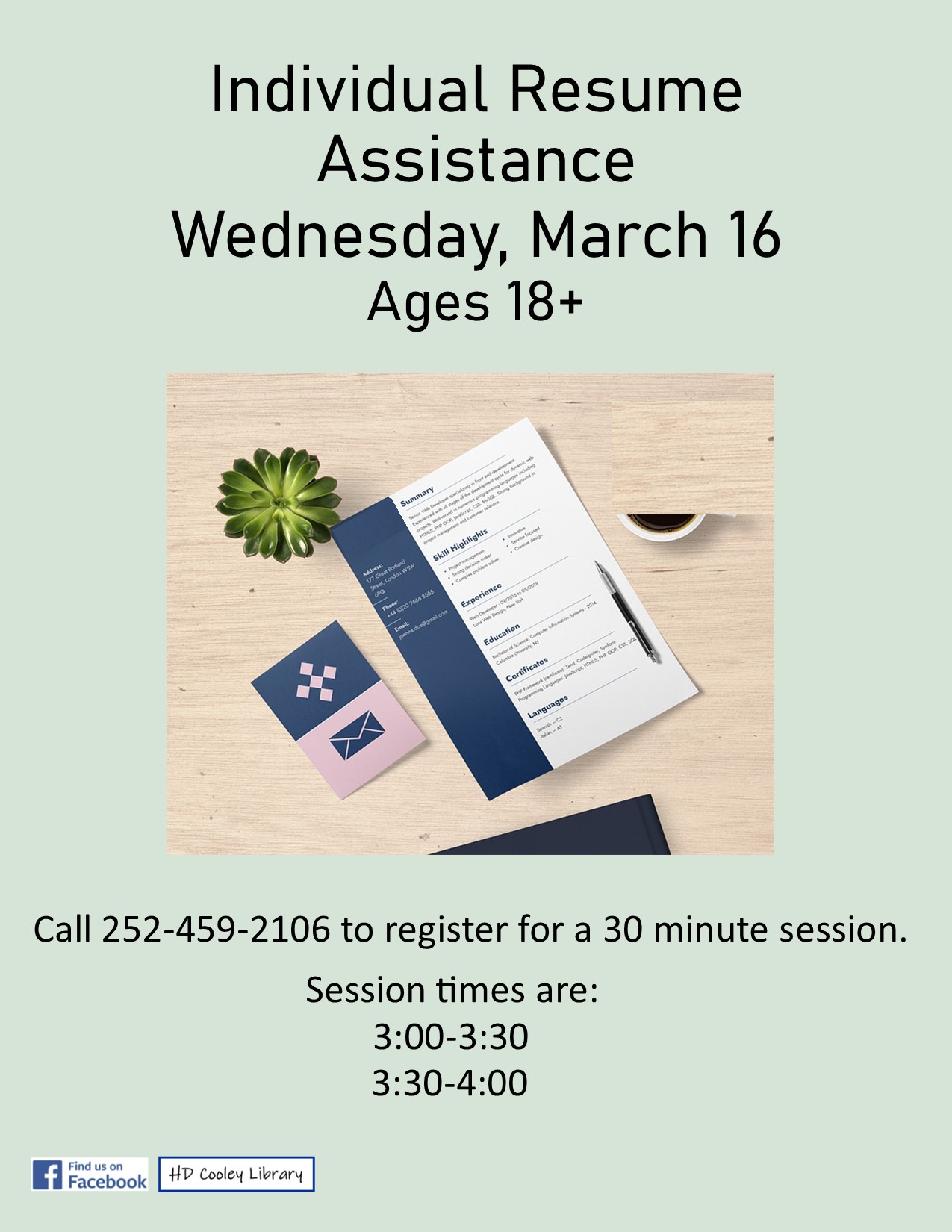 Resume Assistance Date and Time