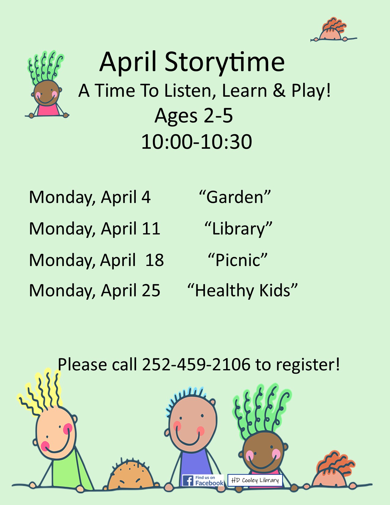 April Storytimes Date and Time