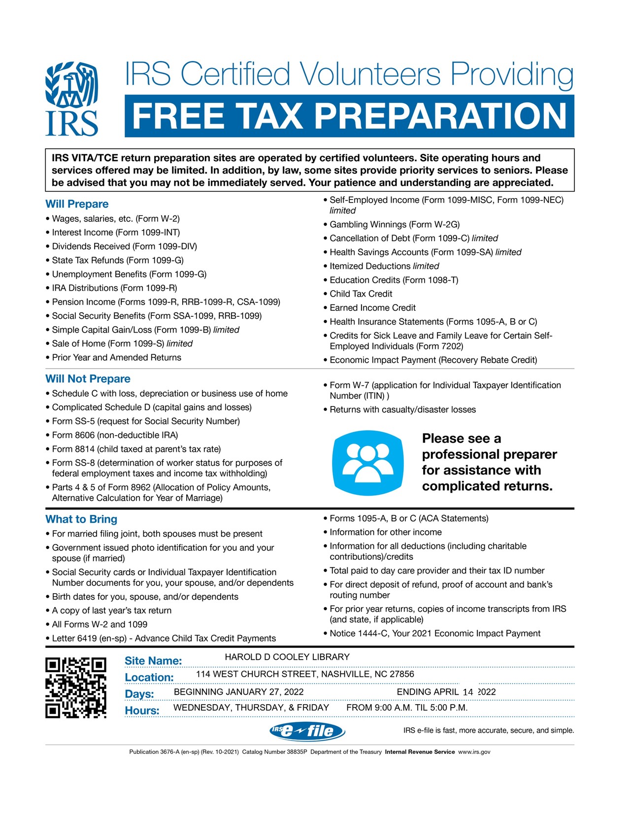 Vita Tax Prep Date and Time