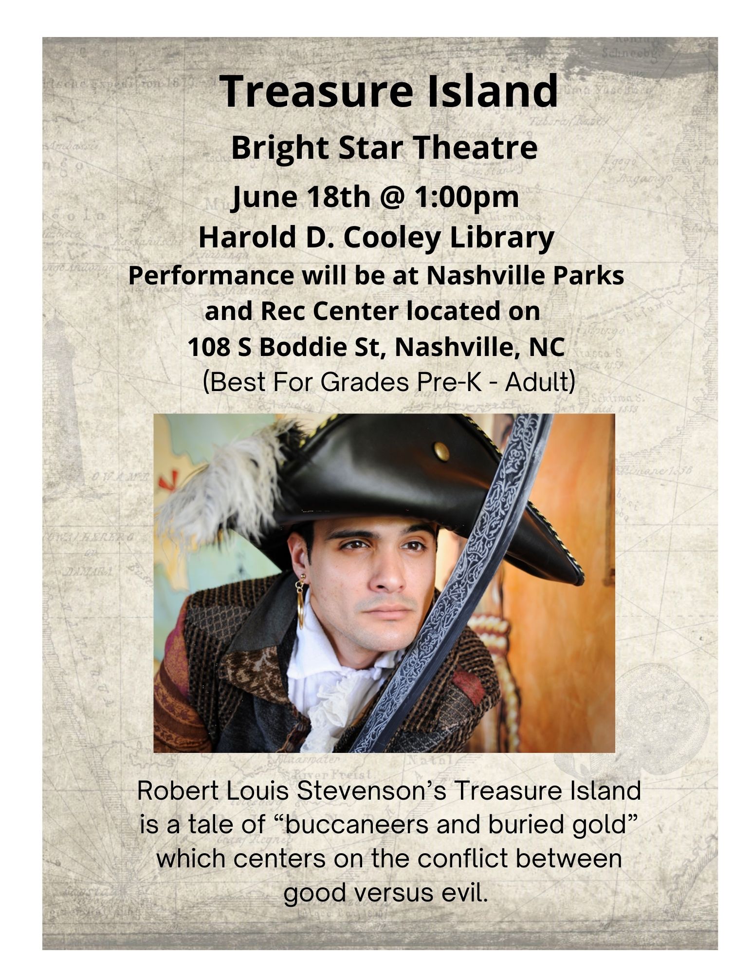 Treasure Island (Bright Star Theatre) | Town Library Calendar | Nashville,  NC