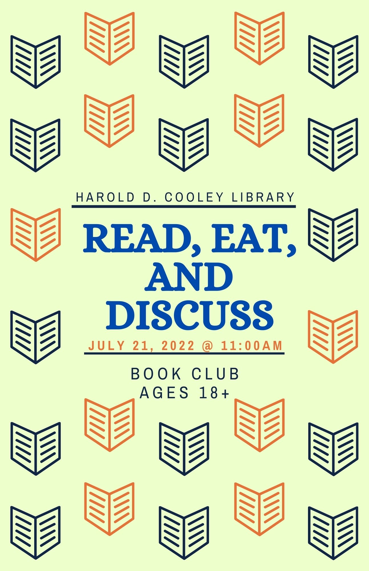 Read, Eat and Discuss Book Club Date and Time