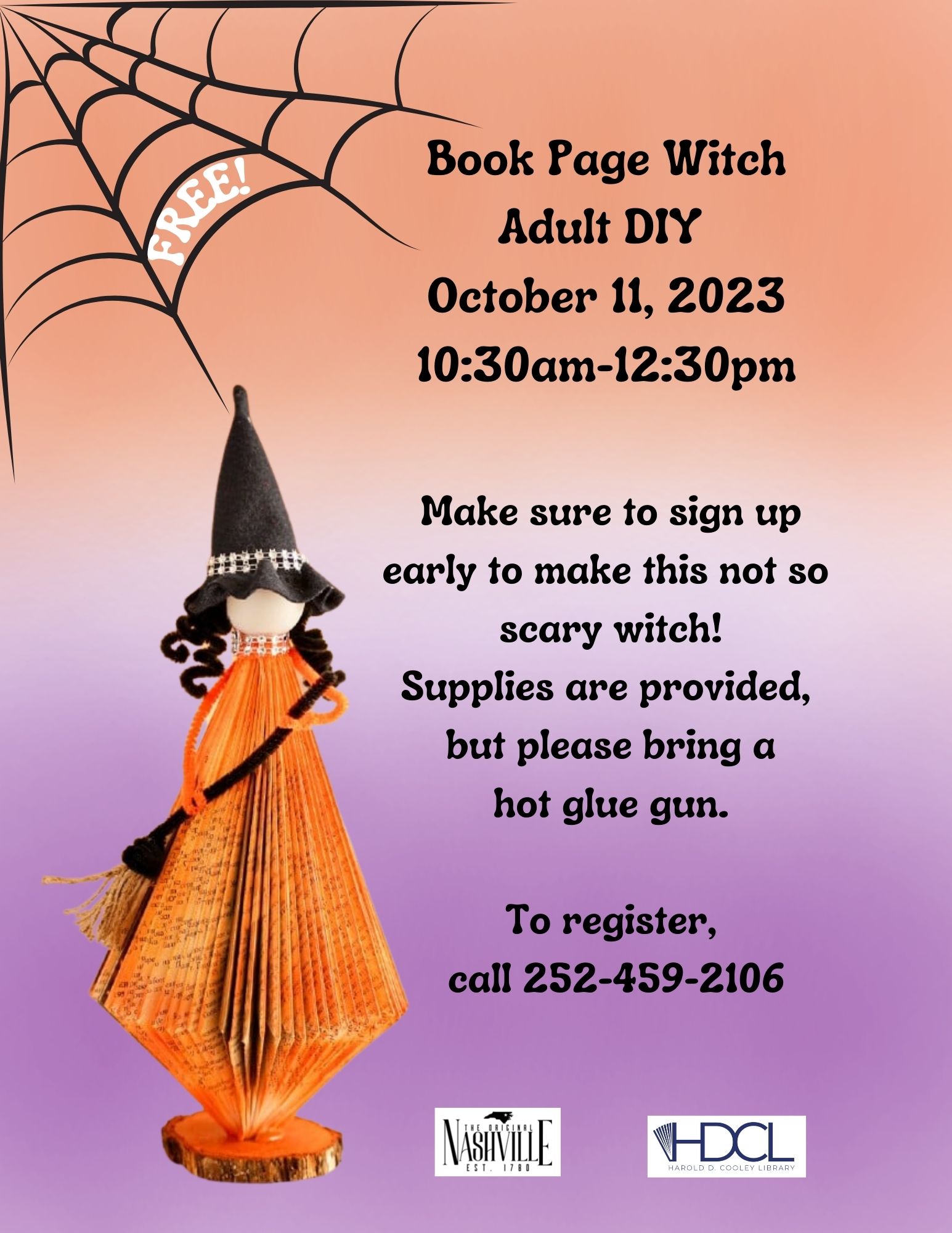 Book Page Witch Adult DIY Date and Time