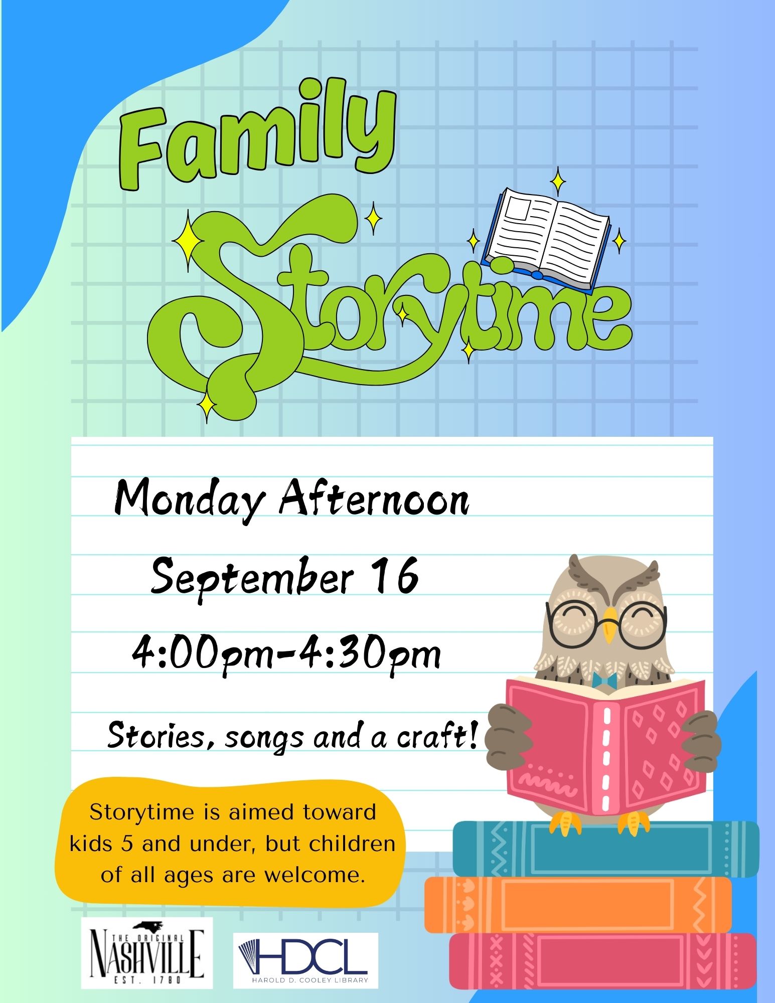 family storytime date and time